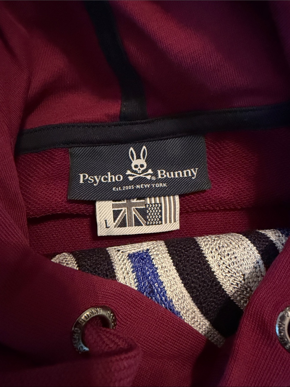Psycho Bunny Men’s Burgandy Hoodie - Picture 4 of 6